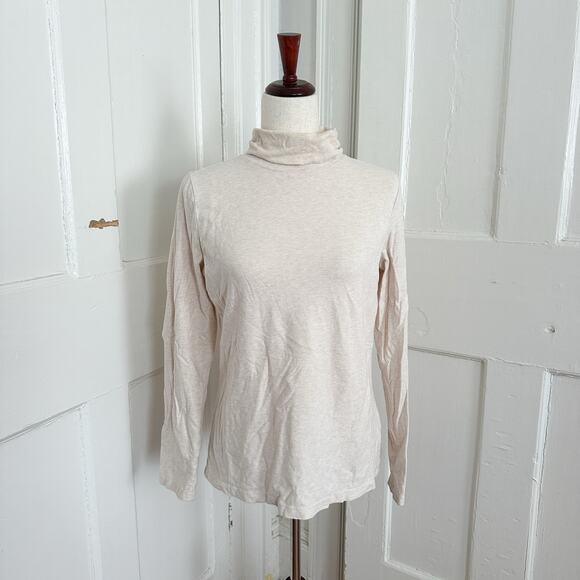 LL Bean Women's Oatmeal Heathered Turtleneck, Size Medium - Picture 1 of 6